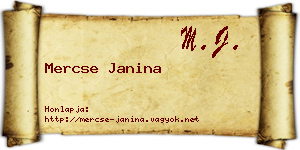 Mercse Janina névjegykártya